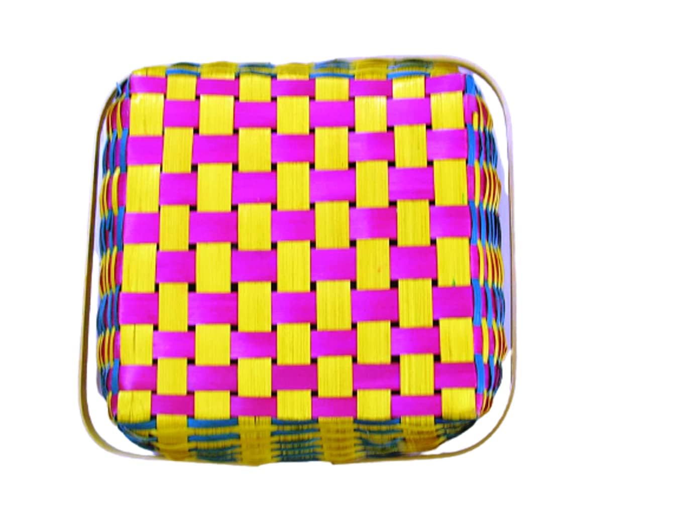 On Blow Natural Bamboo Square Storage Basket, Decorative Tokri with Handle,