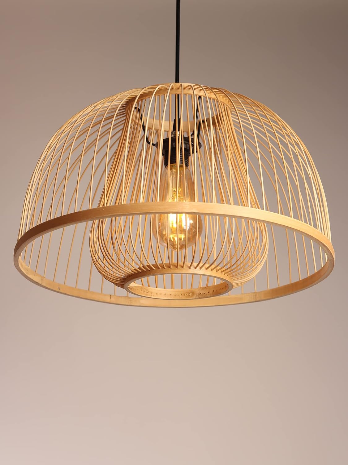 India Bamboo Pendant Lamp | Cane Hanging Lamps for Living Room