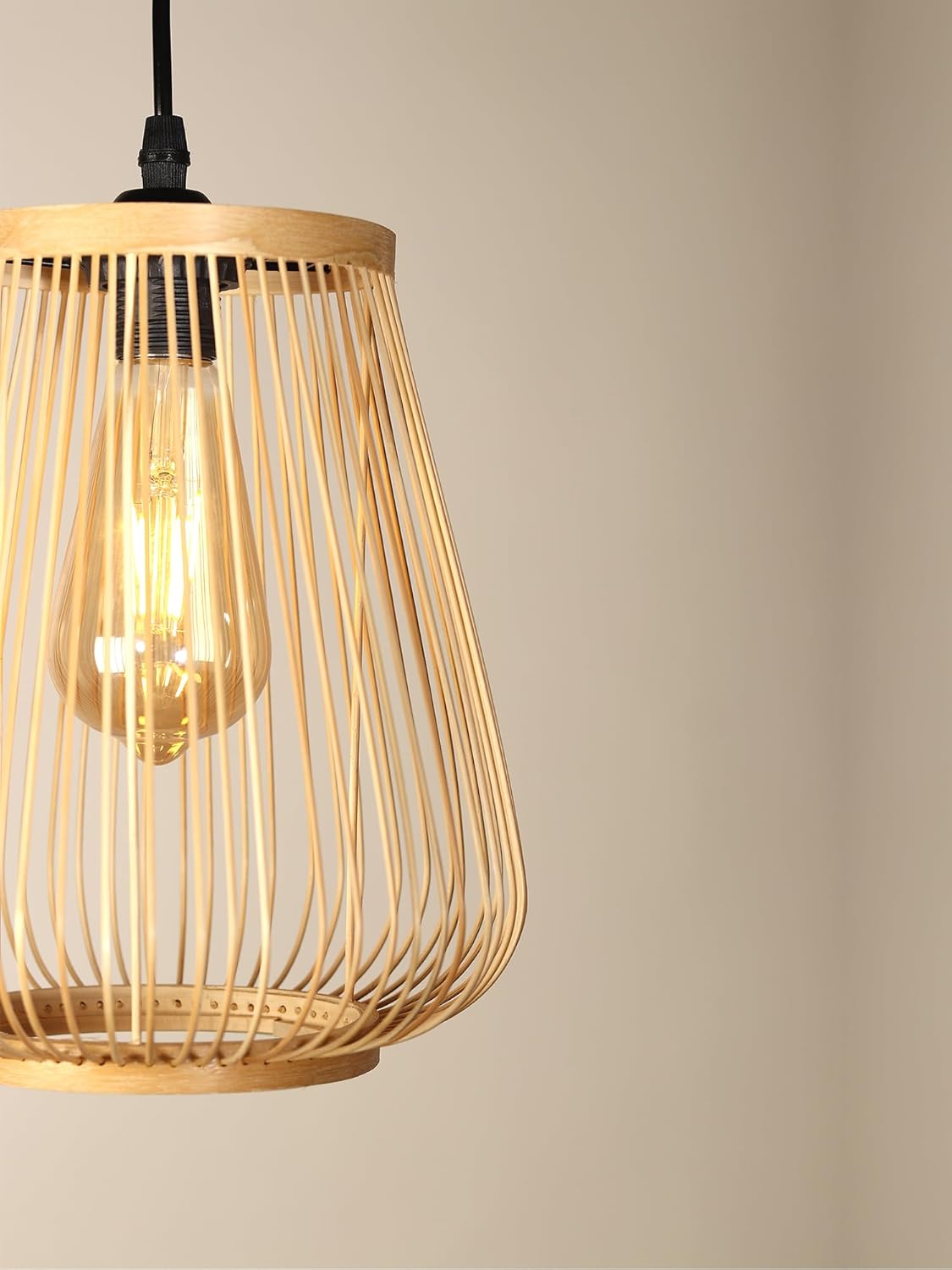 Bamboo Pendant Lamp | Bamboo Lampshade | Boho Lamps for Cafe