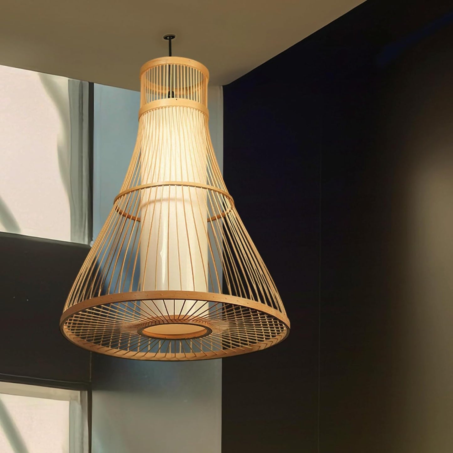 Bamboo Ceiling Lamps for Living Room | Wicker Ceiling Lights for Hall