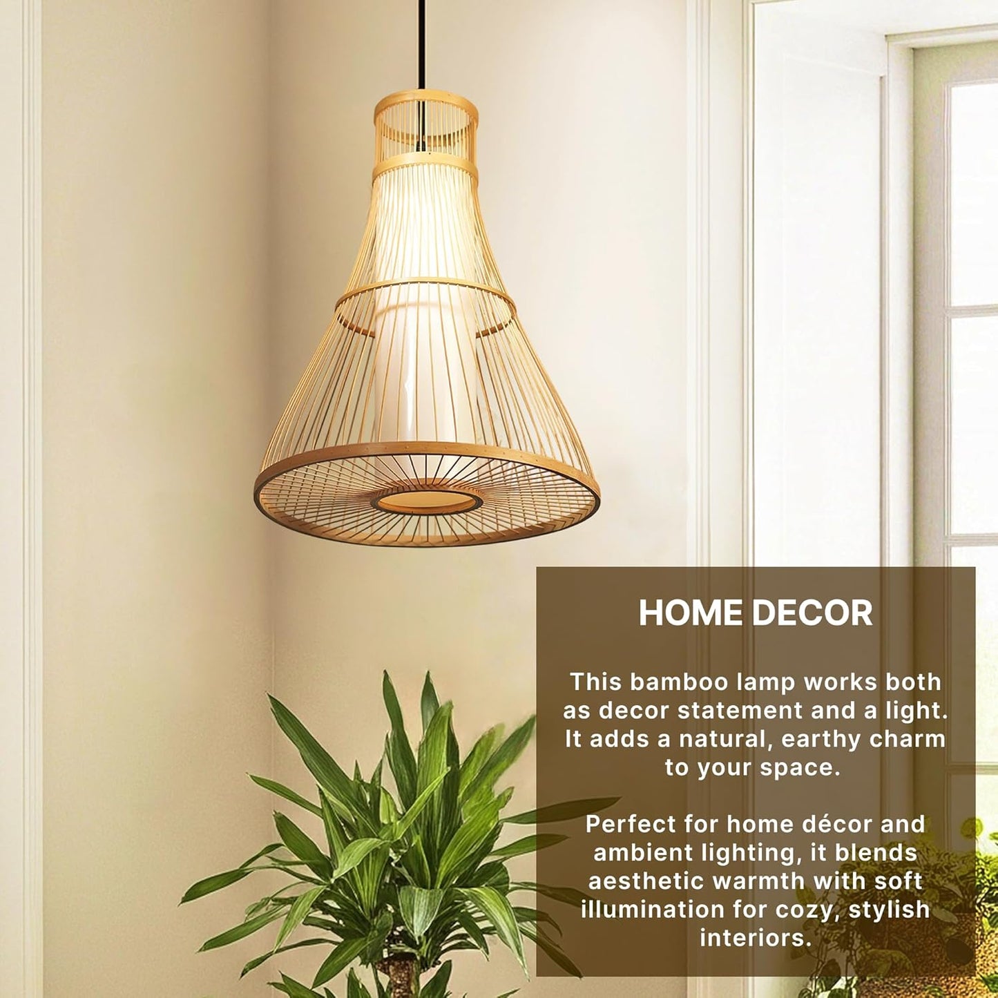 Bamboo Ceiling Lamps for Living Room | Wicker Ceiling Lights for Hall