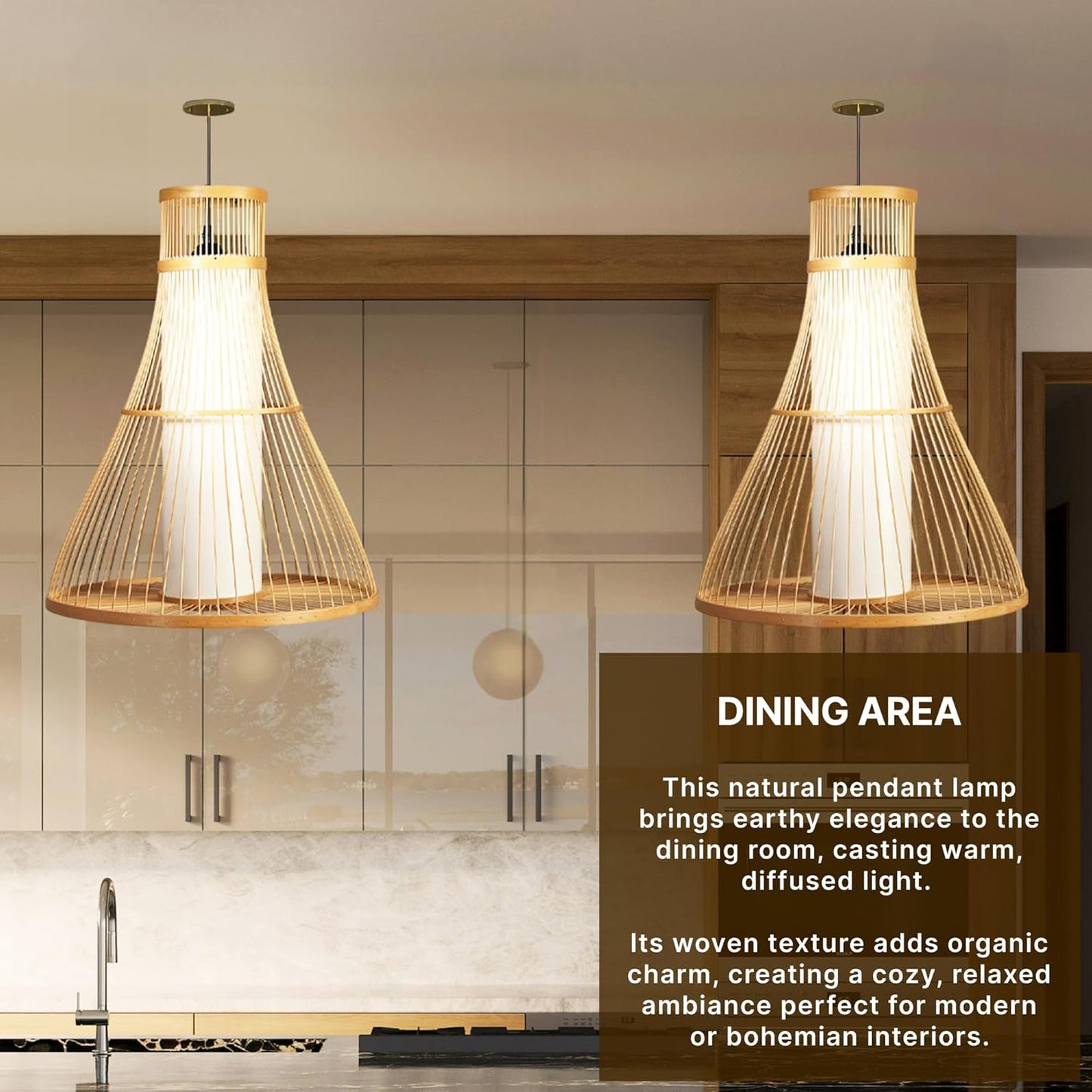 Bamboo Ceiling Lamps for Living Room | Wicker Ceiling Lights for Hall