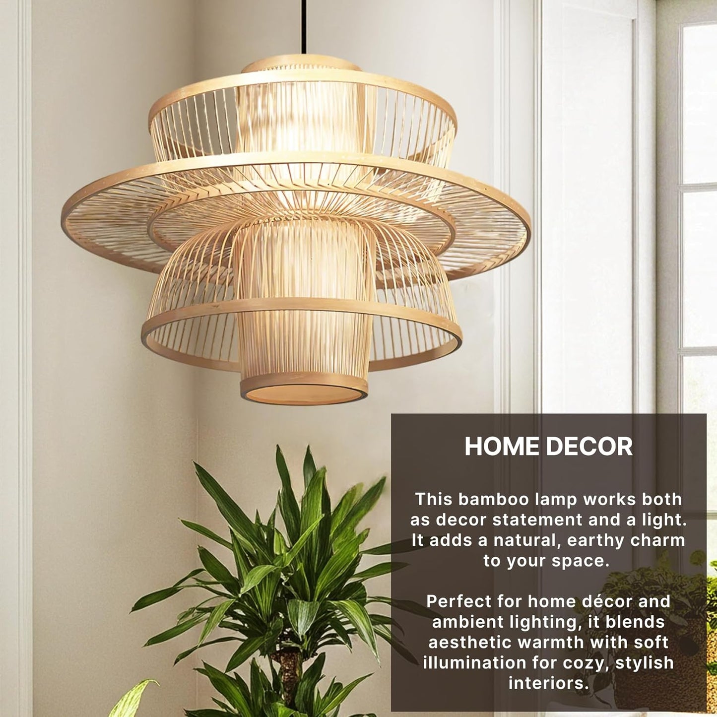 India Bamboo Ceiling Lamps for Living Room | Pendant Lights for Home